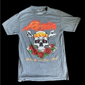 EUC Poison Open Up and Say Ahh!1988 Concert Tour Tee, Sm Gray/White Acid Wash